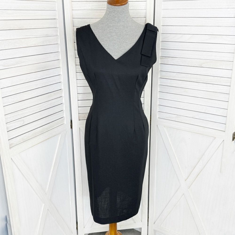 Jessica Howard Linen Blend Sleeveless Sheath Dress Black 10